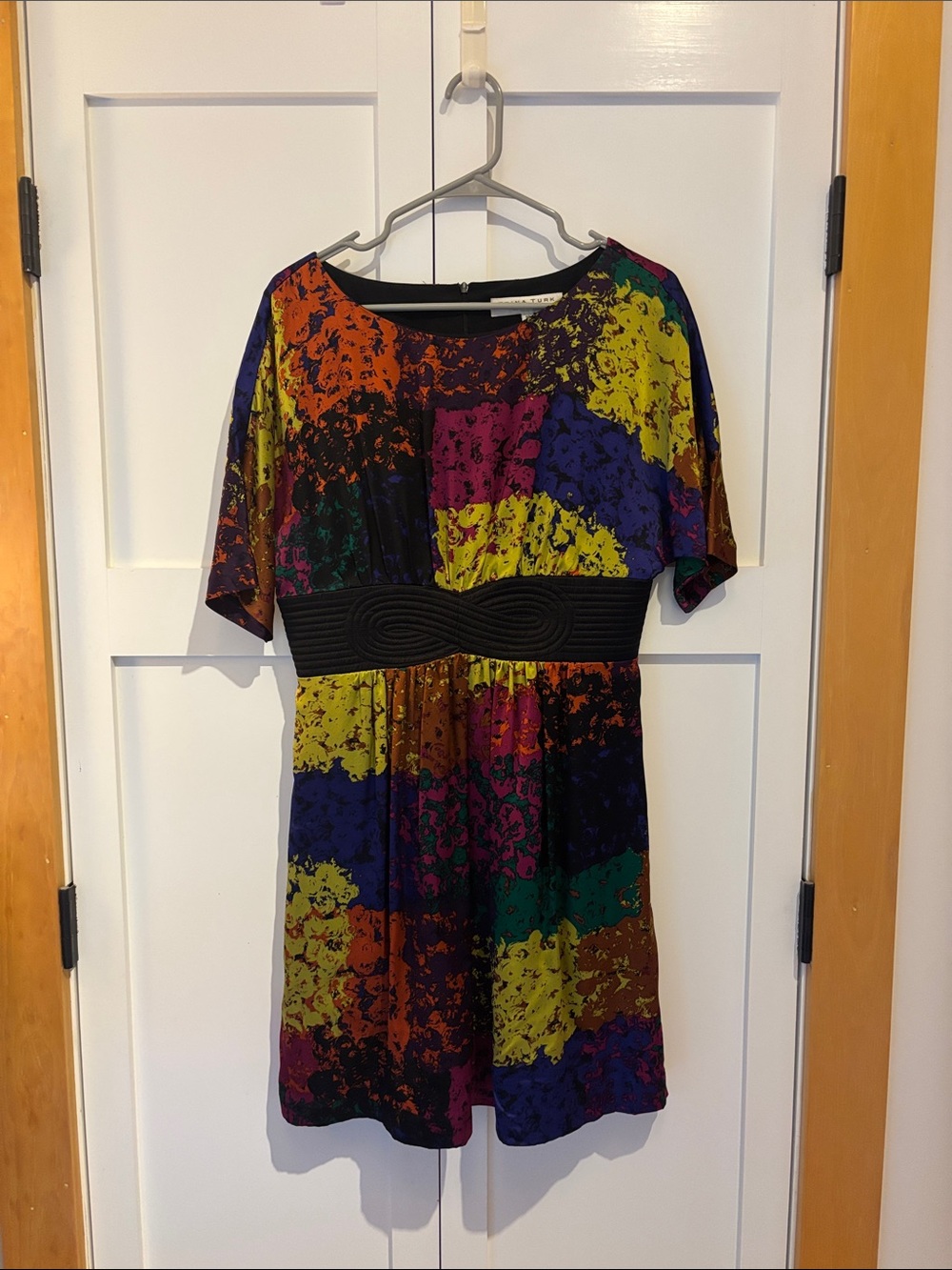 Trina Turk Multicolor Abstract Print 100 % silk Short Sleeve Dress